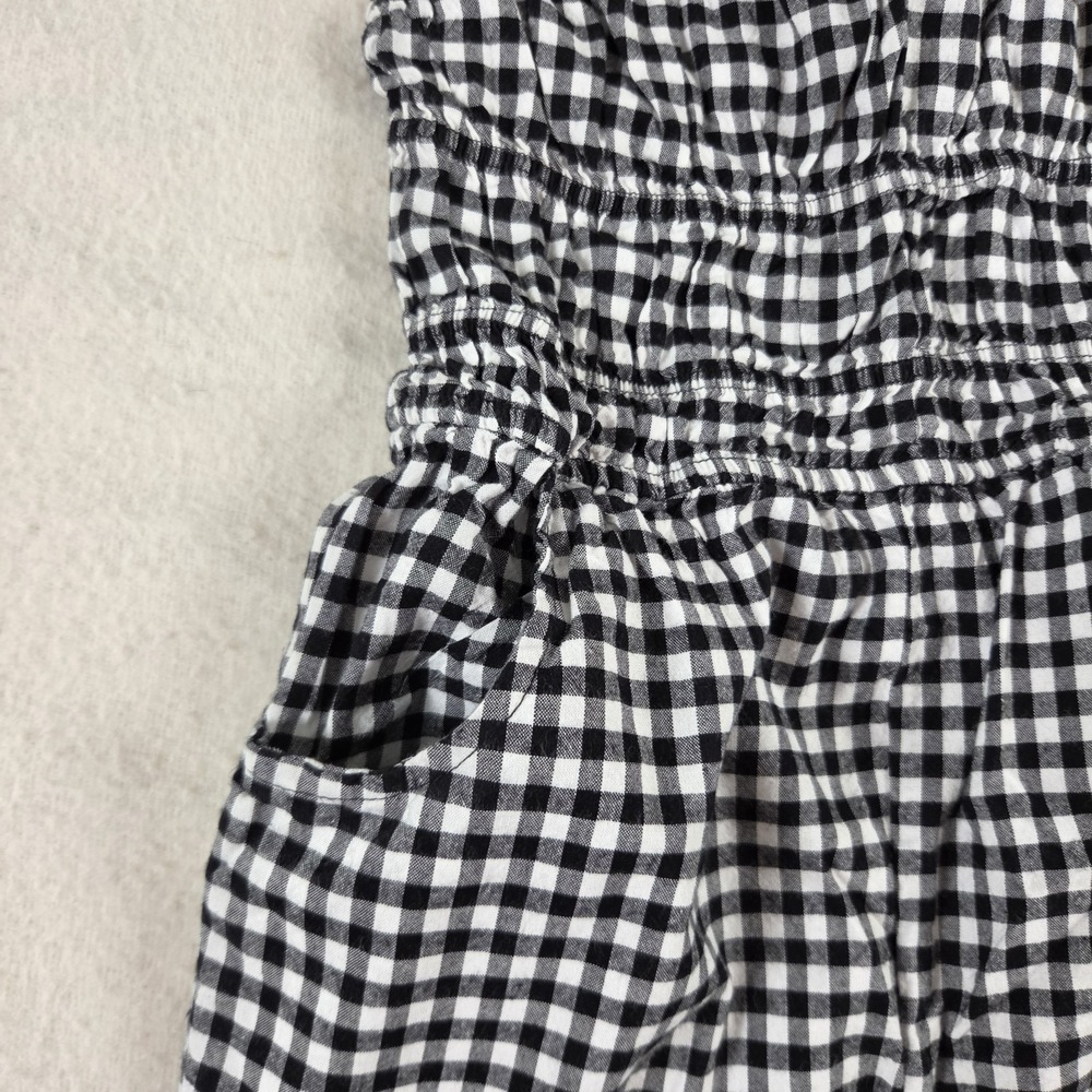 Black & White Gingham Checked Smocked Top Jumpsuit Size XS - Picture 3 of 8